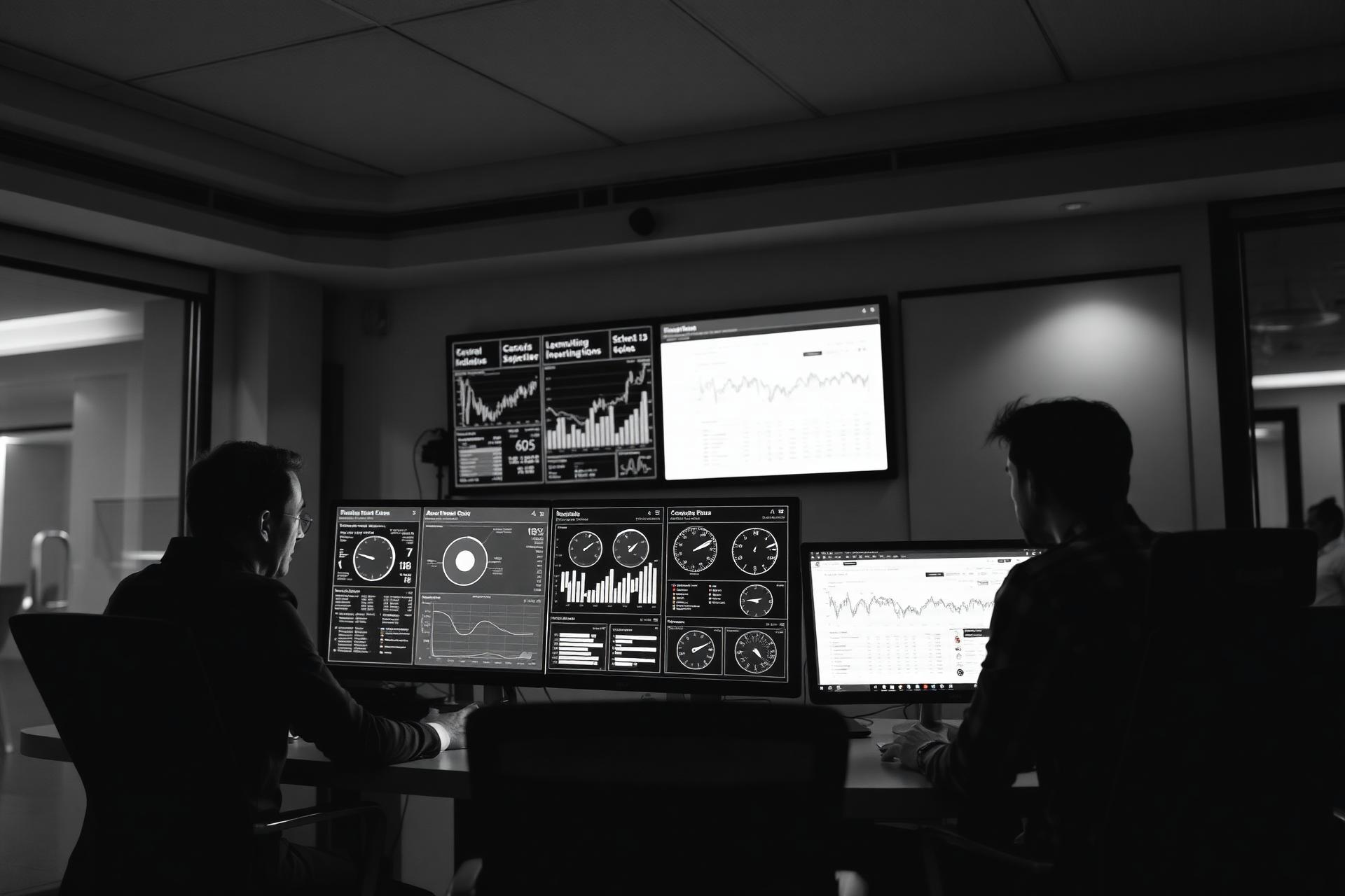 Equipe analisando indicadores financeiros em ambiente hospitalar